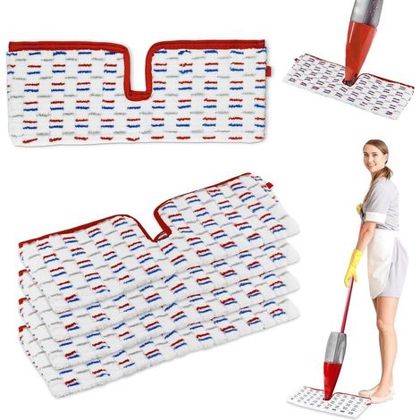 5 Pièces pour Vileda Spray Balai Recharge Microfibres Kit,2 en 1 Réutilisable pour Vileda 1-2 Spray Max Balai Serpillere Rouge Bleu Recharge , pour Convient à Tout Type de Sols (1/5)