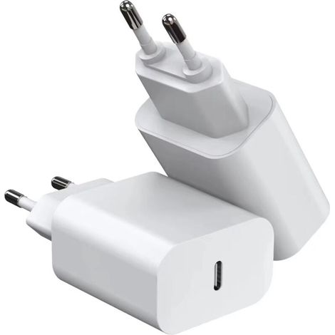 EU Chargeur Rapide 20W avec Câble C to Lightning de 1M pour iPhone, Adaptateur de Charge Prise EU USB A+C (1/4)