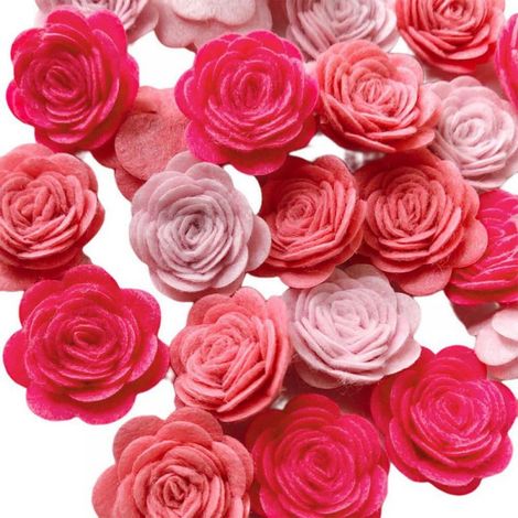 Roses Artificielles - Fleur Miniature en Tissu Non Tissé - Décoration DIY pour Mariage, Scrapbooking, Cadres Photo, Boîtes Cadeaux - Lot de 24 (1/4)