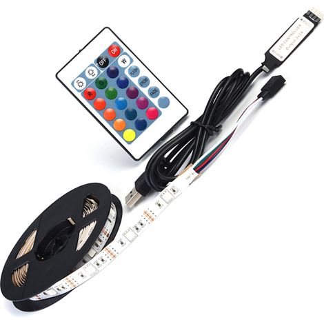 2 m langer, flexibler LED-Streifen (60 LEDs, 5050 RGB), 5 V USB-Anschluss, für TV-Hintergrundbeleuchtung, mehrfarbige Dekorationsbeleuchtung (1/5)