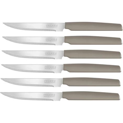 Set 6 Coltelli da Bistecca Carne Active Lama Seghettata Tortora Pedrini (1/2)