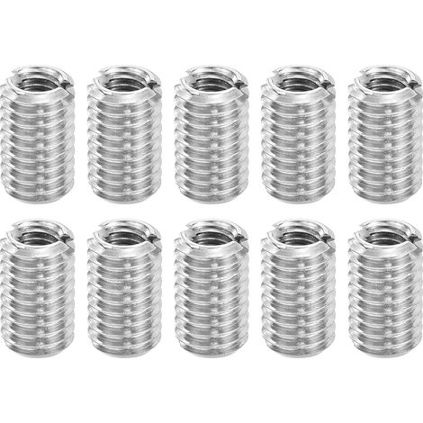 Raccord Fileté Manchon Réducteur Écrou, 10 Pcs M6x1 Mâle à M4x0.7 Femelle Acier Inoxydable Écrou Vis Réducteur Fixation Conversion Manchon Réparation Fileté Écrou Réducteur, Argent (1/5)