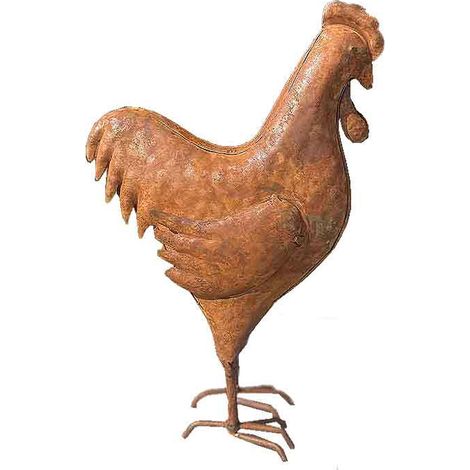 Statuette coq fer rouille 14x7x21cm (1/4)