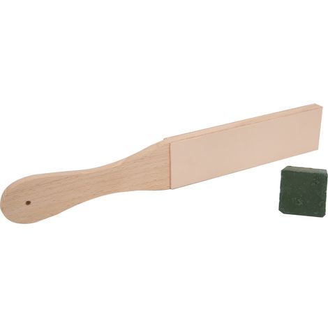Cuir à polir, planche à aiguiser double face en bois avec pâte à polir (1/5)