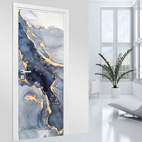 Stickers pour porte - Effet marbré - 73 x 205 cm - Adhésif MAT (1/2)
