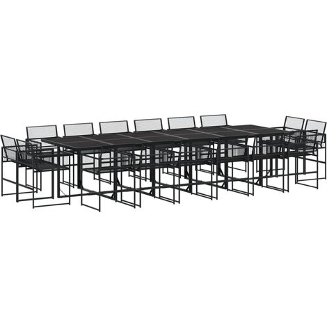 Maison Exclusive - 17-tlg. Garten-Essgruppe Schwarz Poly Rattan