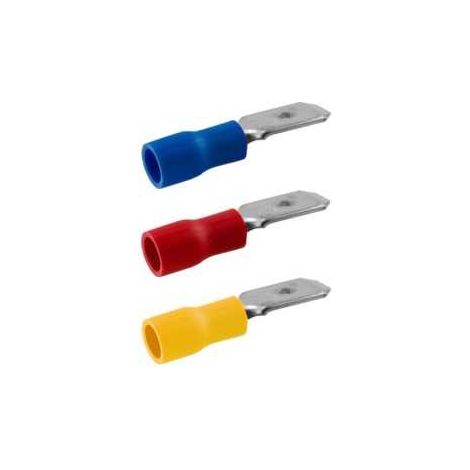 Terminal Faston Pre-Aislado Macho 6.3mm Amarillo PVC Cobre Electrolítico Pack 100 Uds (1/2)