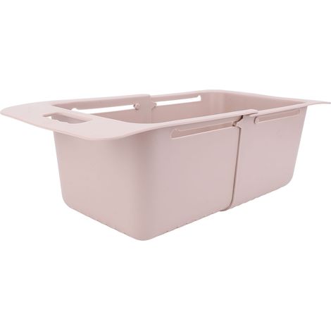 Cestino orizzontale per congelatore, organizer per alimenti con profondità regolabile, divisorio espandibile con maniglia per cucina, rosa (1/5)