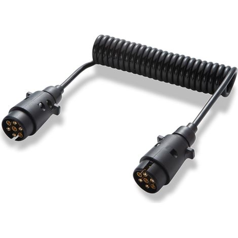 Rallonge Remorque 7 Broches 3,0 m, Câble Spirale Prise Remorque 7 Broches 12V - Mâle a Mâle (1/5)