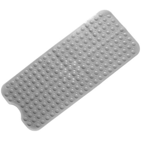 Tappetino da bagno antiscivolo, 100 x 40 cm, extra lungo, lavabile in lavatrice, con ventose, in PVC (grigio)