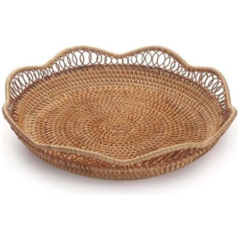 Corbeille à Pain en Rotin Naturel, Panier de Fruits et Légumes, Rangement pour Nourriture et Collations (1/4)