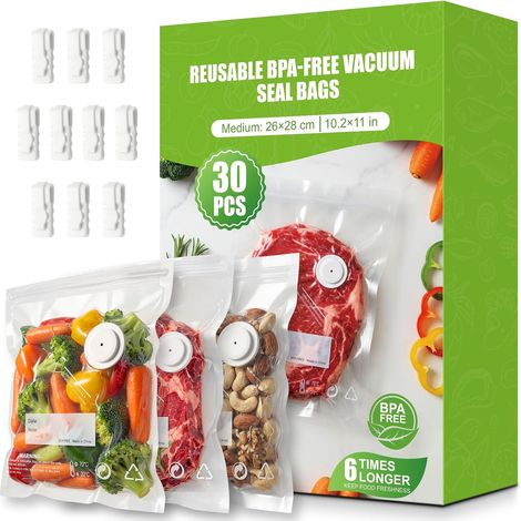 Sac Sous Vide Alimentaire Réutilisable avec Valve d’Air (1/5)