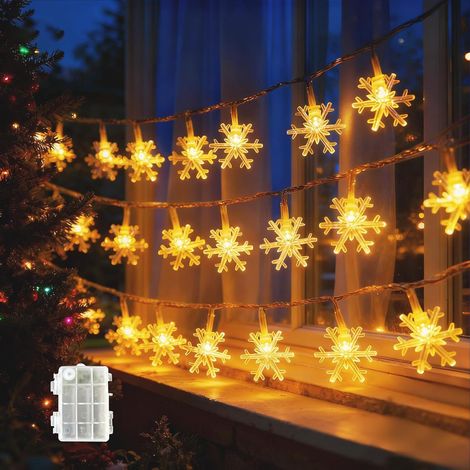 Lichterkette mit Schneeflockenmotiv, 6 m, 40 LEDs, batteriebetrieben, 2 Modi, für Weihnachtsbaumschmuck, Partyraum und Weihnachtsdekoration (1/5)