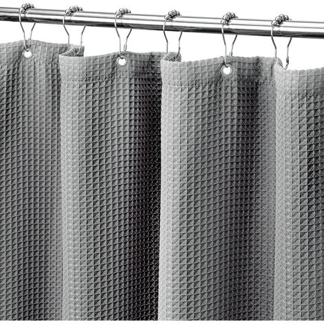 Grauer Duschvorhang fürs Badezimmer, luxuriöses Waffelgewebe 230, sehr strapazierfähig, 120 x 180