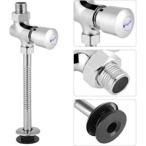 Robinet Urinoir Métallique Automatique, Poussée Manuelle 0.8MPa, Salle de Bain Commerciale (1/4)