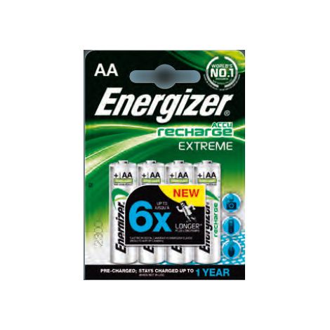 Energizer – Pile rechargeable NiMH 2300 mAh 1.2 V – Lot de 4 accus LR6 (AA) – Autodécharge minimale – Prêt à l'emploi