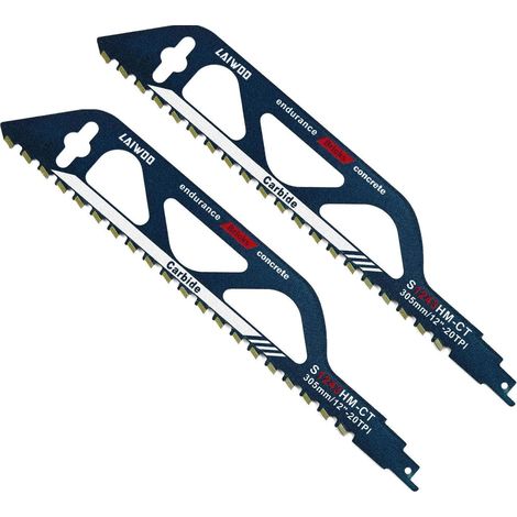 2x Säbelsägeblätter Hartmetall für Porenbeton & Stein 305mm (1/5)
