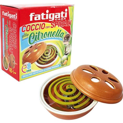TRADE SHOP - Set 12pz Coccio In Ceramica Con 10 Spirali Alla Citronella Antizanzare 8 Ore 463244 -