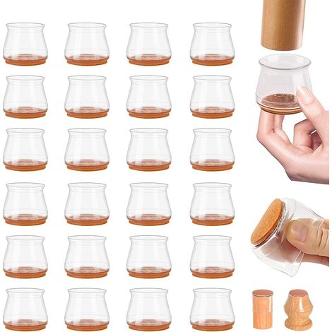 24 Pièces Bouchon Pied de Chaise,Tour Couvre Pied de Chaise en Silicone Protège Pied de Chaise pour Cols en Bois Dur et Carrelage H147 (1/5)