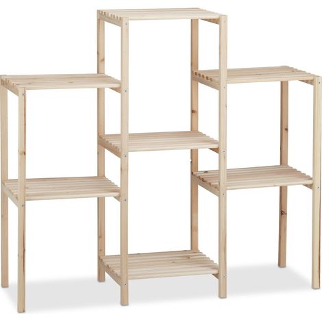 Étagère escalier à plantes 70 x 89 x 27 cm 3 niveaux ambiance rustique décorative en bois naturel (1/3)