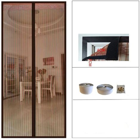 Insect screen door curtain, Magnetic mosquito net door 80x210cm (brown) (1/5)