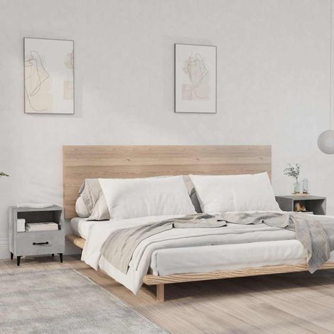 vidaXL Mesitas de noche 2 unidades madera contrachapada gris hormigón (1/5)