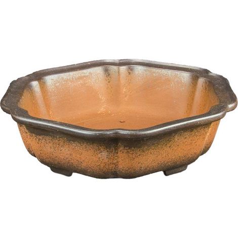 Vaso per bonsai esagonale in gres 16x16x4 cm - ZX67