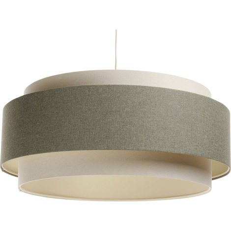 Suspension boho élégant tissu beige lumière douce réglable - Beige crème en tissu structuré (1/5)