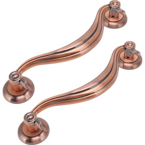 Antiker Türgriff im europäischen Stil, großer antiker Schiebegriff aus Zinklegierung für Schränke und Schubladen, 9815, Antikrotbronze, 305 mm (1/5)