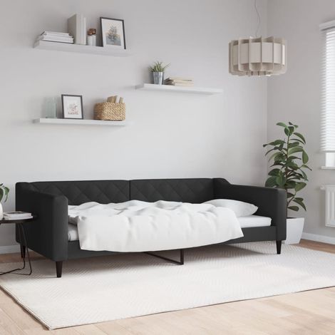Tagesbett Schwarz 100x200 cm Stoff