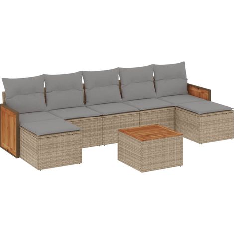 Maison Exclusive - Salon de jardin avec coussins 8 pcs beige résine tressée (1/3)