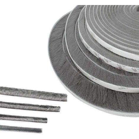 Joint Brosse Porte, 5 M(L) x 9 mm(B) x 23 mm(D), Gris, Joint Fenetrepour Lsolation Phonique Porte, Joint Brosse Adhesif, Joint Brosse Porte Coulissante, Joint Brosse Moustiquaire (1/4)