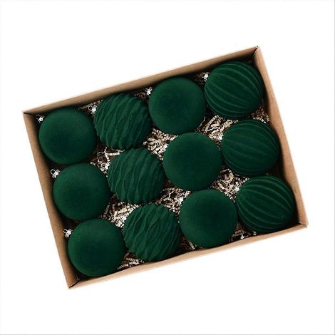 Weihnachtskugeln, Christbaumschmuck, 12er-Set, luxuriöse, beflockte Kugeln B (1/5)