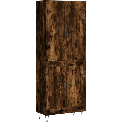 Buffet bahut commode armoire meuble de rangement organisateur cuisine salle de séjour salon haut 69,5 x 34 x 180 cm bois d'ingénierie marron