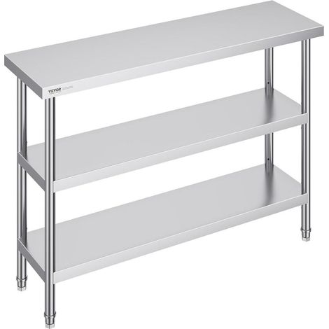 Rangement et préparation facilités avec cette table inox, 2 étagères inférieures réglables pour cuisine et garage (1/5)