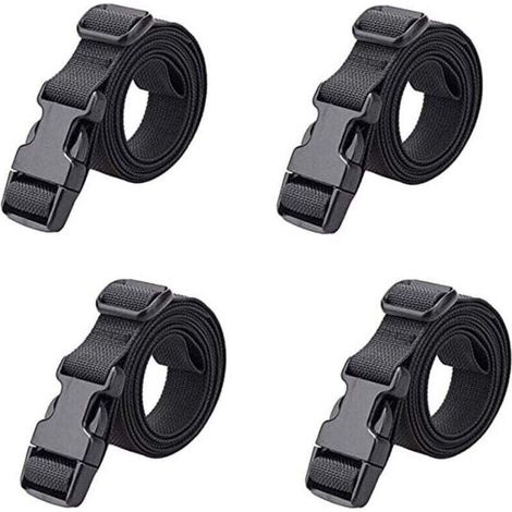 4 pièces Sangle à Boucle Rapide 25 mm Sangle Valise Petite Sangle à , XU,Cliquet Plastique pour Arrimage Bagage Fixation Déménagement (Noir - 25 mm, 1.8 m) - KZQ