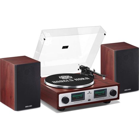 Platine Vinyle Bluetooth, Tourne-Disque Vintage avec Enceintes Préampli phono intégré, cellule MM AT-3600L, courroie 33/45 tr/min, pitch control et contrepoids réglable (1/5)