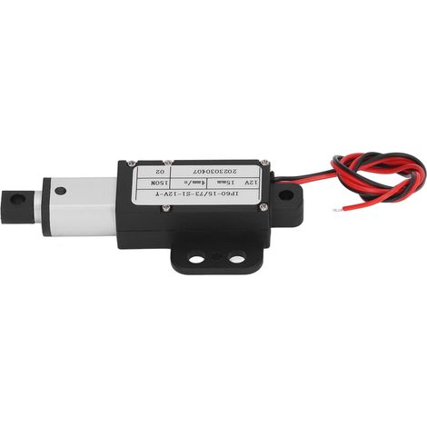 Actionneur linéaire miniature électrique 150 N en alliage d'aluminium, course de 15 mm, pour applications industrielles, 12 V, IP60YR