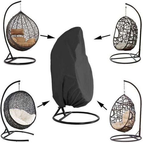 Housse de Fauteuil Suspendu Jardin Rotin Osier Fauteuil Suspendu Imperméable Housse Housse de Protection pour œufs Chaise résistant à l'eau et à la poussière - 190 X115cm, Noir Accessoires pour fauteu