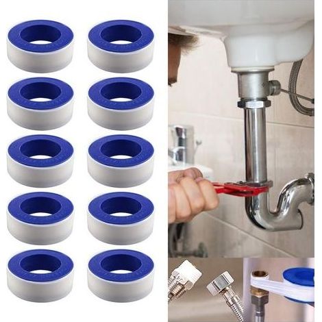 Ruban d'étanchéité PTFE 10 pièces, ruban fileté anti-fuite, joint étanche pour tuyau d'eau, robinet, conduite de gaz, imperméable. (1/5)