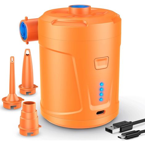 Pompe à air électrique, batterie rechargeable 5200mAh, gonfleur de matelas pneumatique avec 3 buses, gonfleur rapide pour bateaux gonflables et matelas pneumatiques. (1/5)