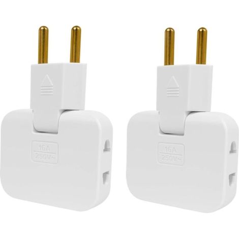 2 x Prise électrique Multiprise,EU-US Multiprise Plate,Prise Plate avec Tête Rotative 180º,Prise Multiple 16A/250V,with 3 Plugs. (1/5)