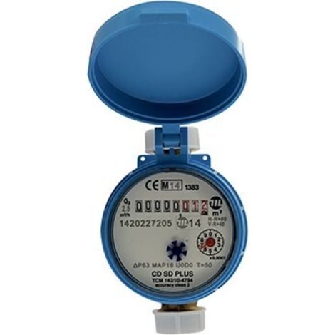 – Compteur d'eau divisionnaire M3/4 – Corps laiton – Turbine à jet unique – Lecture directe sur 8 rouleaux – Anti-fraude et protection champs magnétiques (1/5)