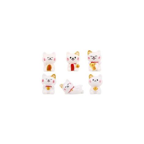 12 Maneki-Neko-Katzenfiguren, Kunstharz, 2,6 cm, Dekoration, Büro, Zuhause, Auto (1/5)
