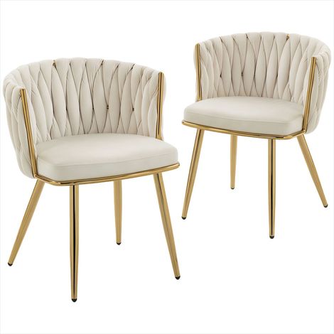 Banc de salle à manger Chaises de salle à manger velours crème (1/5)