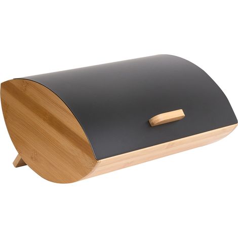 Portapane decorativo in bambù con coperchio in metallo 36 x 25 x 16 cm nero Epicurien