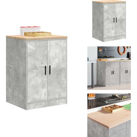 The Living Store Garagen-Aufbewahrungsschrank Betongrau Massivholz Kiefer - Werkzeugaufbewahrung (1/5)