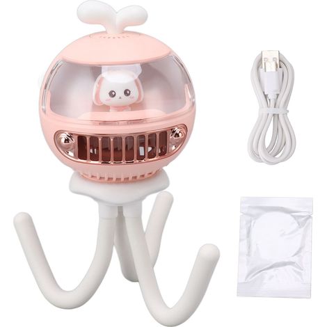 Ventilateur pour poussette bébé, 4 vitesses, silencieux, rechargeable, rotatif à 120°, anti-insectes, flexible, à clipser, avec veilleuse intégrée (1/5)