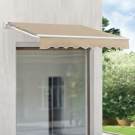 Tenda da Sole a Muro Bitonto con Bracci Estensibili e Manovella 300 x 250 cm (LxP) Beige [en.casa] (1/5)