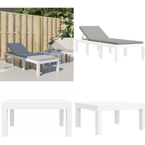 Sonnenliege mit Auflagen Weiß PP - Sonnenliege - Gartenmöbel - Lounge Möbel - Outdoor Möbel - Relax Liege - Home & Living (1/5)